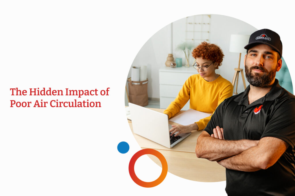 A woman works in front of a laptop. Whyte Ridge HVAC can help you get better air circulation in your home.